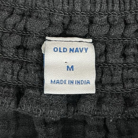 Old Navy Short‎ Sleeve Elastic Gauze Blouse Top Med Black Casual Whimsygoth - Picture 5 of 14